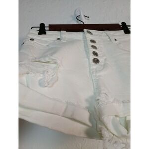 CP Jeans Shorts Size‎ 5 White Denim Distressed Cuffed Button Fly Hot Pants